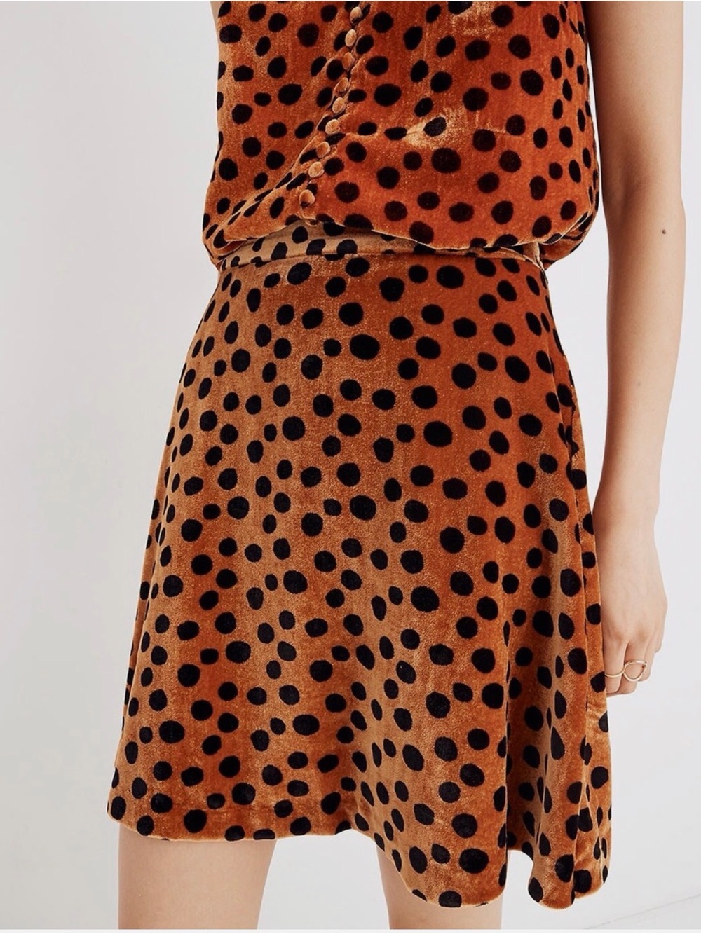 Madewell Velvet Circle Mini Skirt in Leopard Dot Size 00